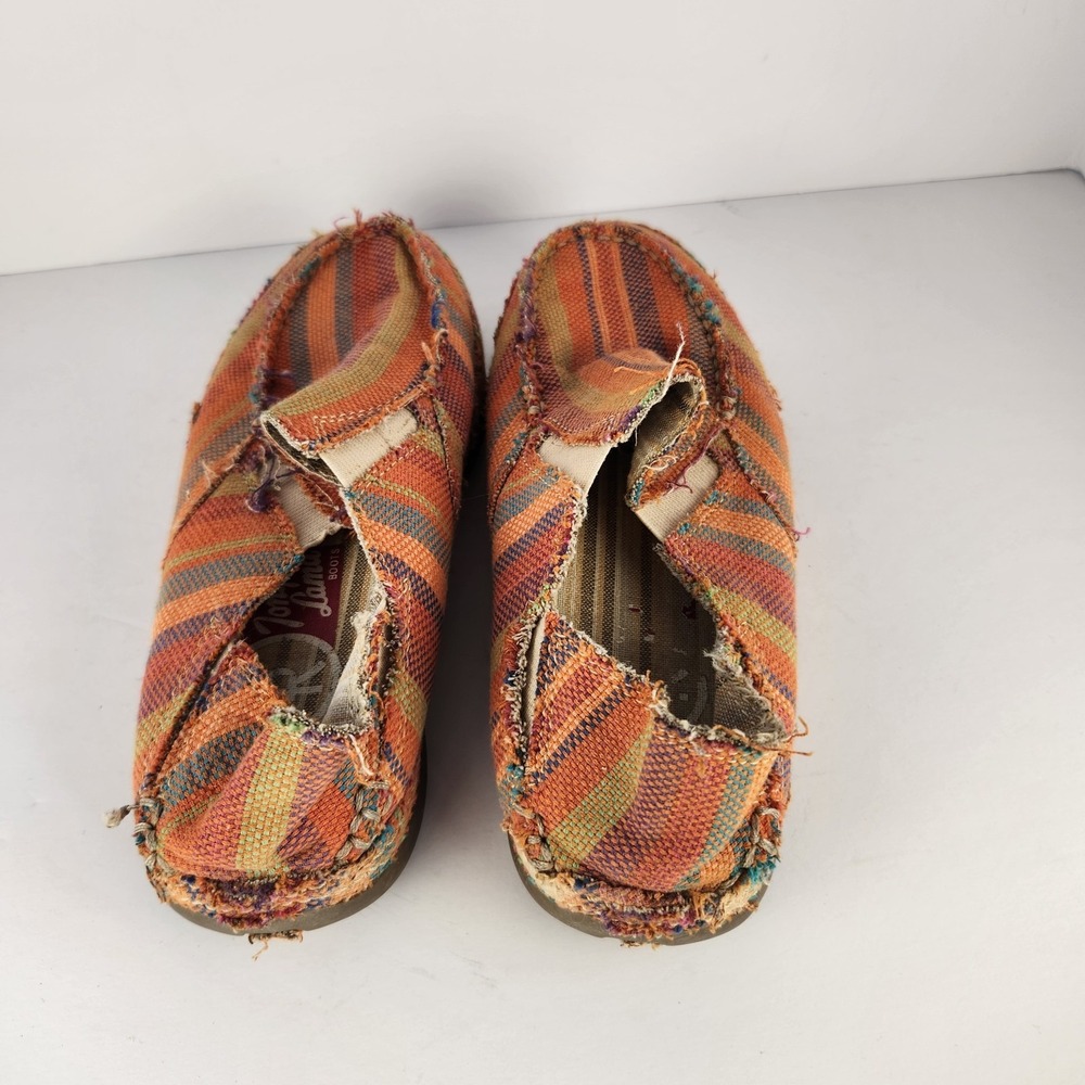 Tony Lama Women's Orange Striped Canvas Casual Flats Size 6.5-7 - Picture 3 of 5